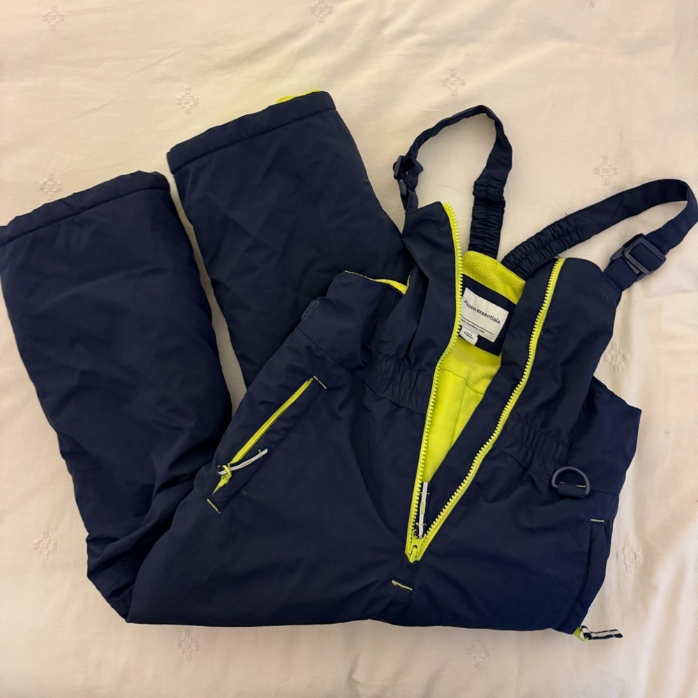 Navy Blue Snow Bib with Neon Accents